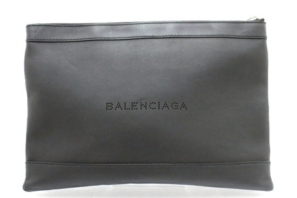 Balenciaga Navy Blue Clip Clutch Bag Pouch Black